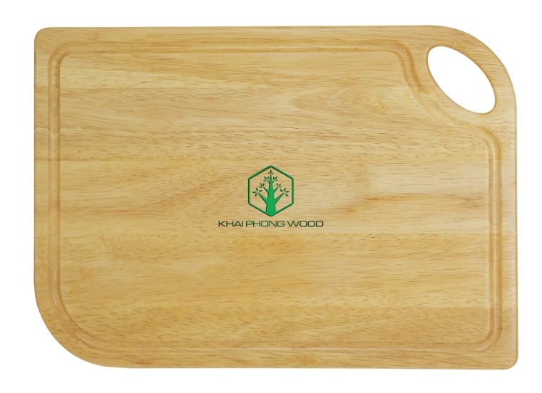10018: Round corner cutting board with hole, large, natural varnish