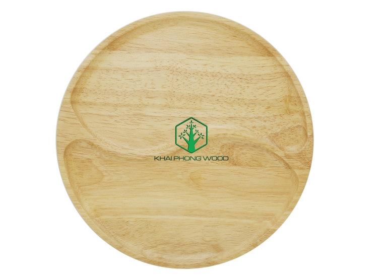 11065: Round tray with 2 part, natural varnish