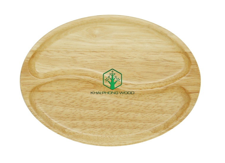 11066: Oval tray with 2 part, natural varnish
