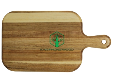 10036: Rect. cutting board with 4 round corner and hole, natural varnish
