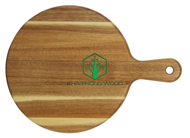 10037: Round ping pong. cutting board with hole, natural varnish