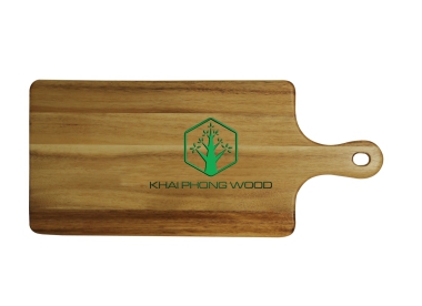 10042: Rect. cutting board with hole and handle, natural varnish