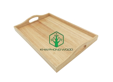 11022: Rect. Tray with handle, wooden bottom, natural varnish