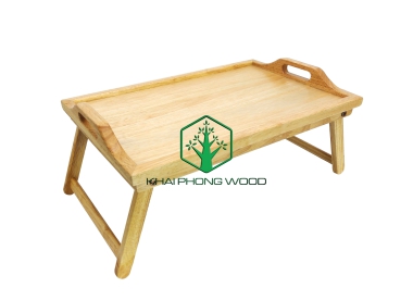 11029: Folding Bed tray with veneer MDF bottom, with hole handle, natural varnish