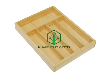 11038: Spoon & fork holder with 5 parts, veneer MDF bottom, natural varnish