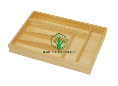 11039: Spoon & fork holder with 6 parts, veneer MDF bottom, natural varnish