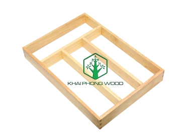 11048: Spoon & fork holder with 4 parts, white MDF bottom, natural varnish