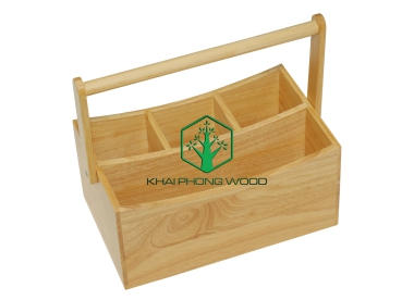 11058: Cutlery holder with handle, natural varnish