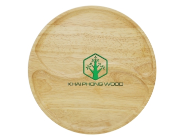 11065: Round tray with 2 part, natural varnish