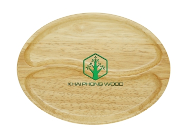 11066: Oval tray with 2 part, natural varnish