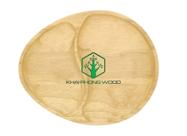 11067: Egg shape tray with 2 part, natural varnish