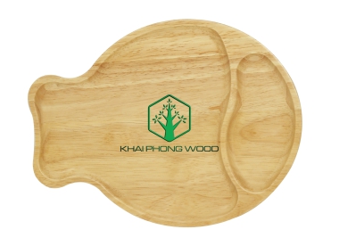 11068: Fish shape tray with 2 part, natural varnish