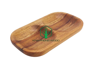 11072: Rect Sunken tray with 2 part, natural varnish