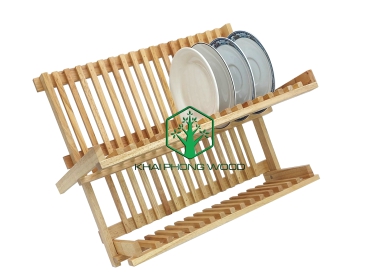 11089: Folding dish rack, natural varnish
