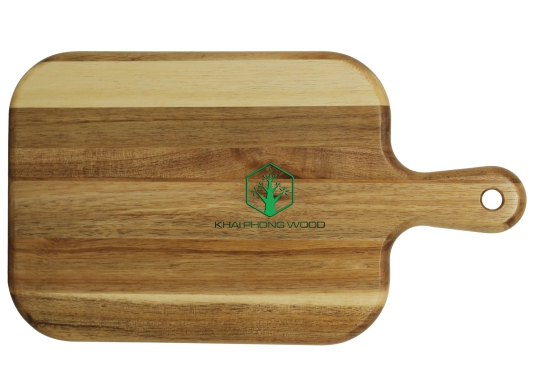 10036: Rect. cutting board with 4 round corner and hole, natural varnish