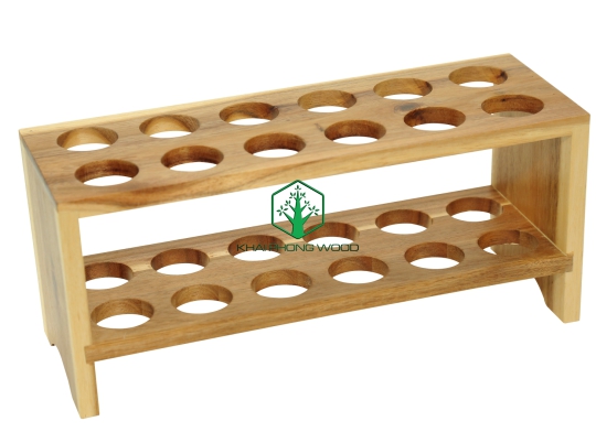 11014: Egg holder 2 tiers with 24 holes, Acacia, natural varnish.