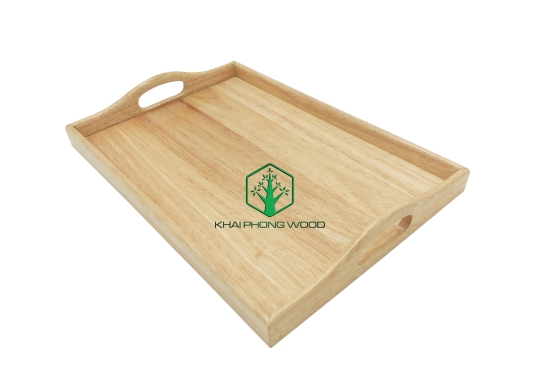 11022: Rect. Tray with handle, wooden bottom, natural varnish