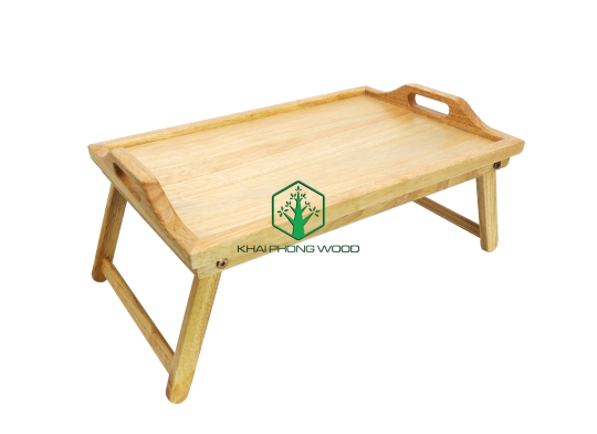 11029: Folding Bed tray with veneer MDF bottom, with hole handle, natural varnish