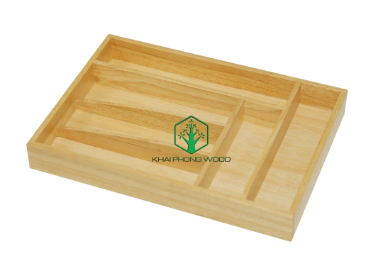 11039: Spoon & fork holder with 6 parts, veneer MDF bottom, natural varnish