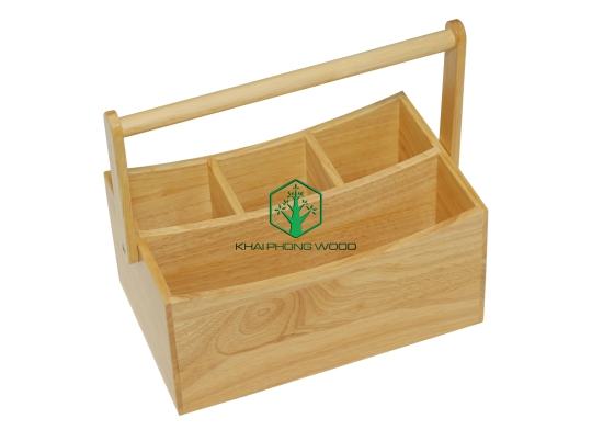 11058: Cutlery holder with handle, natural varnish