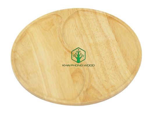 11065: Round tray with 2 part, natural varnish