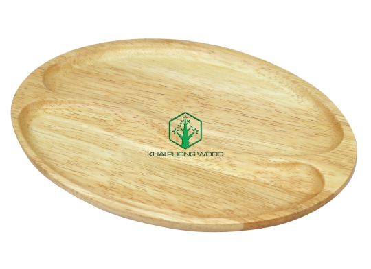 11066: Oval tray with 2 part, natural varnish