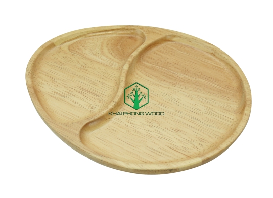 11067: Egg shape tray with 2 part, natural varnish