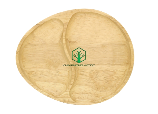 11067: Egg shape tray with 2 part, natural varnish
