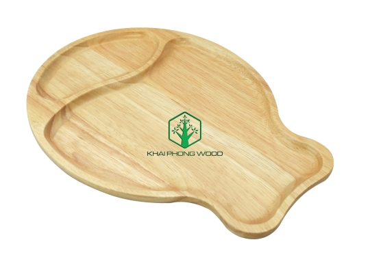 11068: Fish shape tray with 2 part, natural varnish