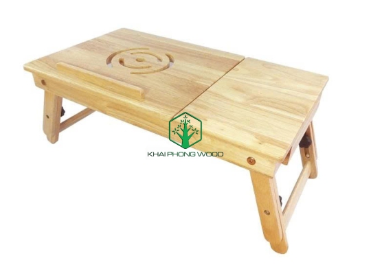 11081: Adjustable Laptop Desk with drawer, rubberwood, natural varnish