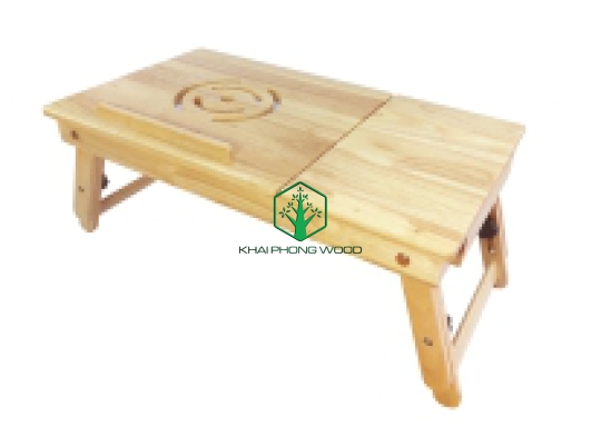 11081: Adjustable Laptop Desk with drawer, rubberwood, natural varnish